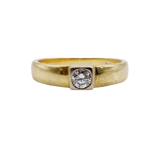 Bague 49 Bague chevalière Art déco en or jaune 18k et diamant 58 Facettes A06943
