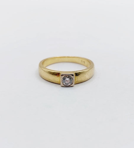 Bague 49 Bague chevalière Art déco en or jaune 18k et diamant 58 Facettes A06943