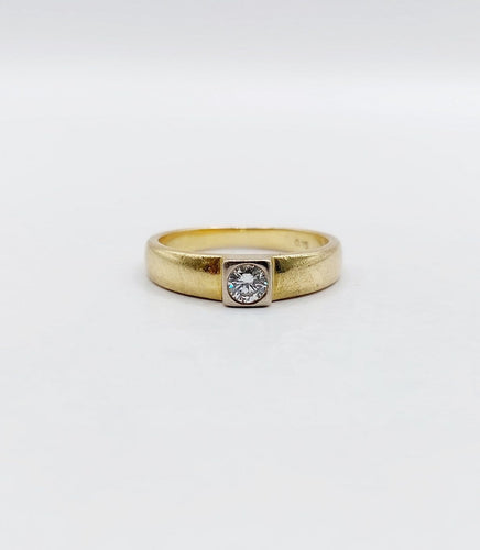 Bague 49 Bague chevalière Art déco en or jaune 18k et diamant 58 Facettes A06943