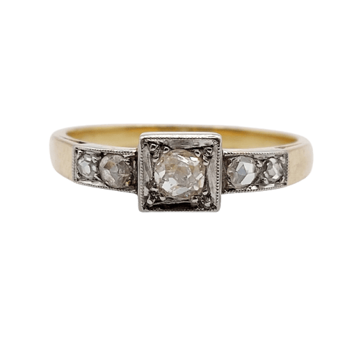 Bague 56 Bague Art déco en or 18k et platine avec diamants 58 Facettes A06946