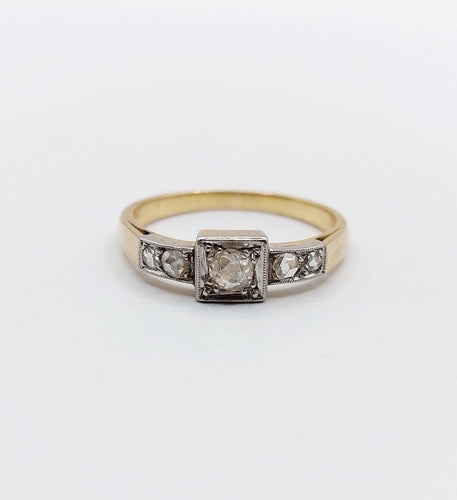 Bague 56 Bague Art déco en or 18k et platine avec diamants 58 Facettes A06946