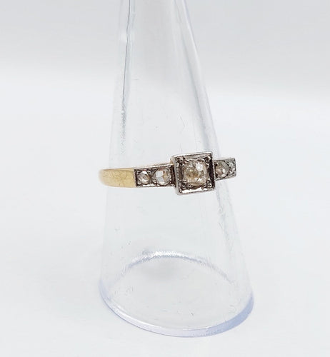 Bague 56 Bague Art déco en or 18k et platine avec diamants 58 Facettes A06946