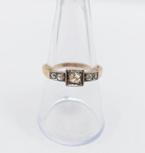 Bague 56 Bague Art déco en or 18k et platine avec diamants 58 Facettes A06946
