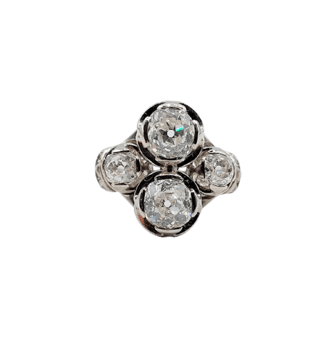 Bague 50 Bague Art déco en or blanc 18k et platine, diamants taille ancienne 2,30 ct 58 Facettes A06951