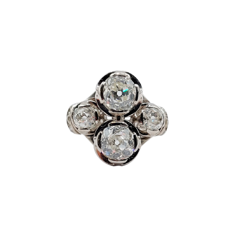 Bague 50 Bague Art déco en or blanc 18k et platine, diamants taille ancienne 2,30 ct 58 Facettes A06951