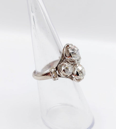 Bague 50 Bague Art déco en or blanc 18k et platine, diamants taille ancienne 2,30 ct 58 Facettes A06951