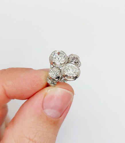 Bague 50 Bague Art déco en or blanc 18k et platine, diamants taille ancienne 2,30 ct 58 Facettes A06951