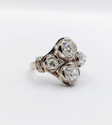 Bague 50 Bague Art déco en or blanc 18k et platine, diamants taille ancienne 2,30 ct 58 Facettes A06951