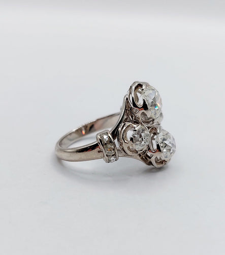 Bague 50 Bague Art déco en or blanc 18k et platine, diamants taille ancienne 2,30 ct 58 Facettes A06951