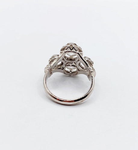 Bague 50 Bague Art déco en or blanc 18k et platine, diamants taille ancienne 2,30 ct 58 Facettes A06951