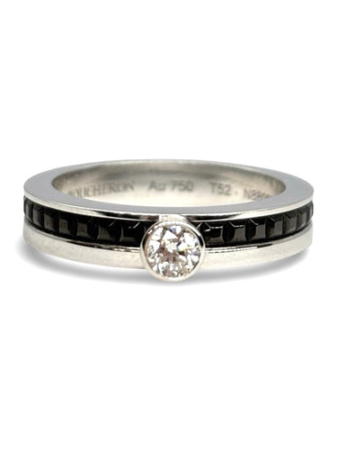 Bague 52 Boucheron Quatre - Bague solitaire en or blanc 18K, diamant et onyx 58 Facettes 1804