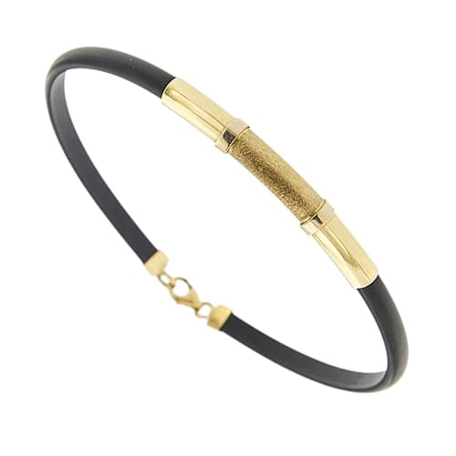 Bracelet Bracelet en caoutchouc et or jaune 18 ct 58 Facettes 38054