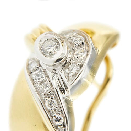 Boucles d'oreilles Damiani - Boucles d’oreilles puces en or jaune et or blanc avec diamants 58 Facettes 39164