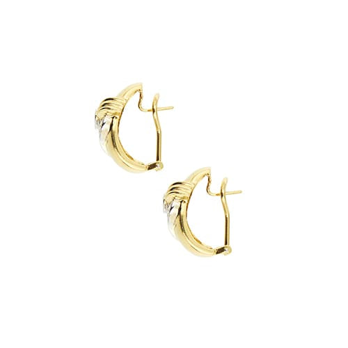 Boucles d'oreilles Damiani - Boucles d’oreilles puces en or jaune et or blanc avec diamants 58 Facettes 39164