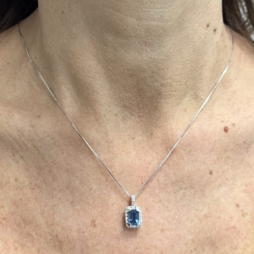 Collier Collier - Chaîne maille vénitienne en or blanc 18 ct avec saphir et diamants 58 Facettes 39091