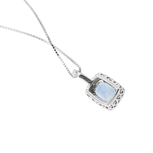 Collier Collier - Chaîne maille vénitienne en or blanc 18 ct avec saphir et diamants 58 Facettes 39091