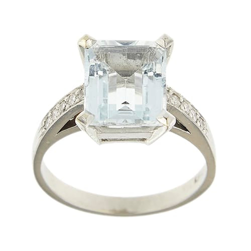 Bague Bague - Aigue-marine et diamants en or blanc 18 ct 58 Facettes 39084
