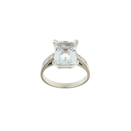 Bague Bague - Aigue-marine et diamants en or blanc 18 ct 58 Facettes 39084