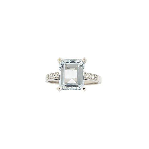 Bague Bague - Aigue-marine et diamants en or blanc 18 ct 58 Facettes 39084