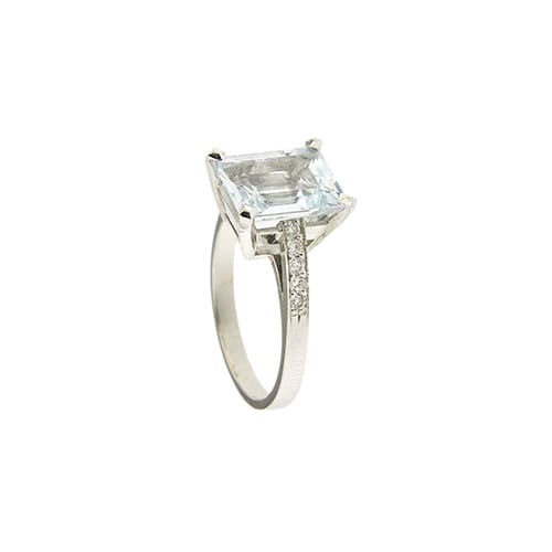 Bague Bague - Aigue-marine et diamants en or blanc 18 ct 58 Facettes 39084