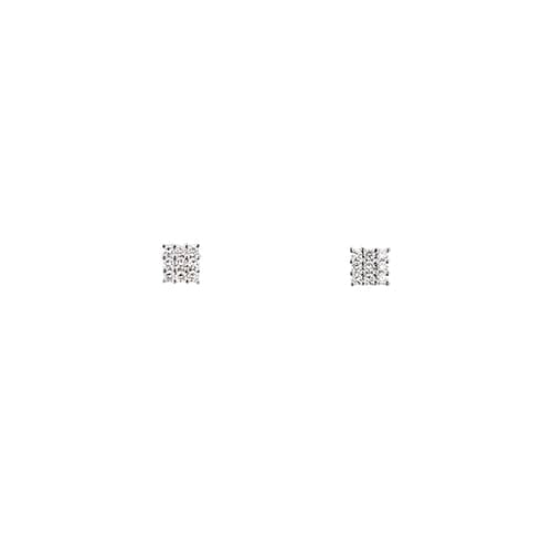 Boucles d'oreilles Boucles d’oreilles - Puces carrées en or blanc 18 ct et diamants 58 Facettes 39097