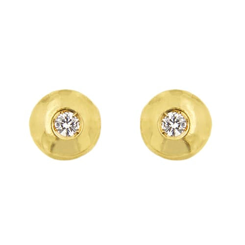 Boucles d'oreilles Boucles d’oreilles - Puces en or jaune 18 ct et diamants 0,16 ct 58 Facettes 39162