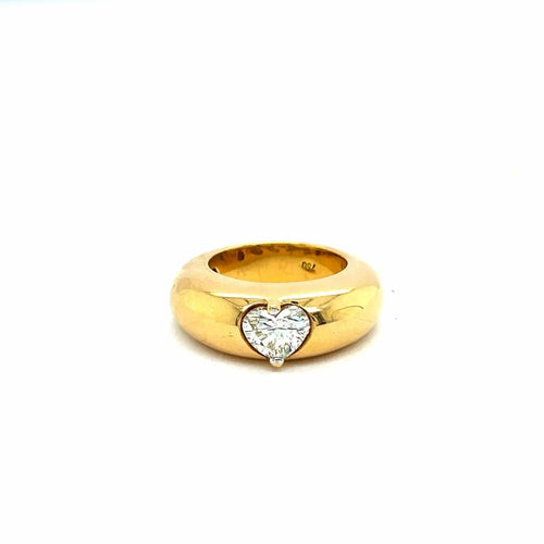 Bague 50 Bague jonc en or jaune 18 carats avec diamant taille cœur 1,3 ct 58 Facettes
