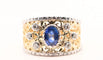 Bague 54 Bague - Saphir 0,95 ct et diamants en or jaune et or blanc 18 carats 58 Facettes