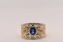 Bague 54 Bague - Saphir 0,95 ct et diamants en or jaune et or blanc 18 carats 58 Facettes