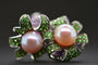 Bague 54 Bague en or blanc 18 carats avec perles de culture et pierres précieuses 58 Facettes
