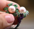 Bague 54 Bague en or blanc 18 carats avec perles de culture et pierres précieuses 58 Facettes