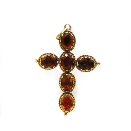 Pendentif Croix d’Auvergne - Pendentif en or jaune 750 et citrines 58 Facettes 260105R