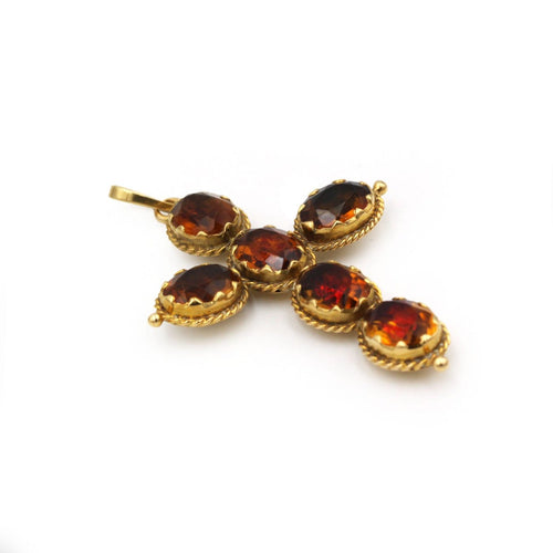 Pendentif Croix d’Auvergne - Pendentif en or jaune 750 et citrines 58 Facettes 260105R