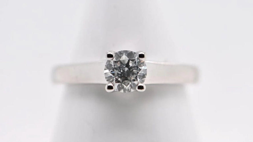 Bague 52 Bague solitaire en or blanc 18 carats avec diamant 0,750 ct 58 Facettes