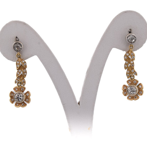 Boucles d'oreilles Boucles d’oreilles pendantes vintage en or jaune 18 ct et diamants 58 Facettes OR114 (00219)
