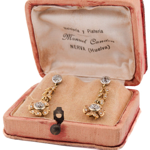 Boucles d'oreilles Boucles d’oreilles pendantes vintage en or jaune 18 ct et diamants 58 Facettes OR114 (00219)