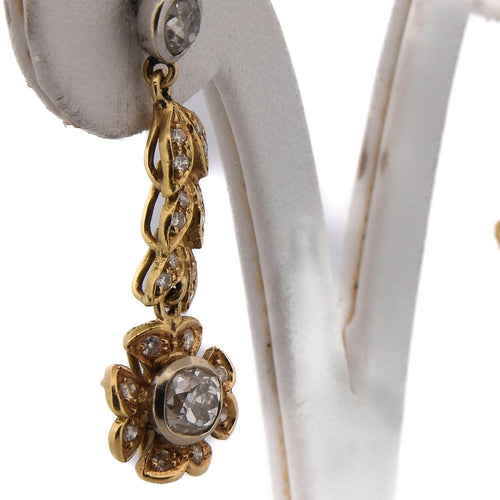 Boucles d'oreilles Boucles d’oreilles pendantes vintage en or jaune 18 ct et diamants 58 Facettes OR114 (00219)