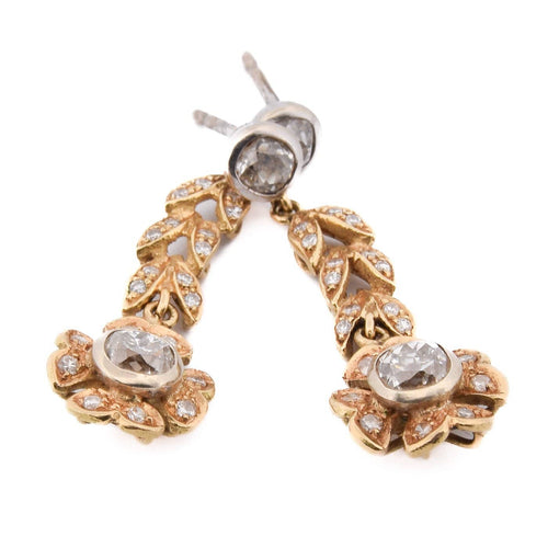 Boucles d'oreilles Boucles d’oreilles pendantes vintage en or jaune 18 ct et diamants 58 Facettes OR114 (00219)