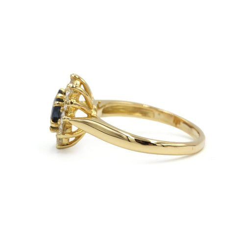 Bague 54 Bague marguerite - Bague en or jaune et saphir, diamants 58 Facettes 260106R