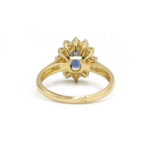 Bague 54 Bague marguerite - Bague en or jaune et saphir, diamants 58 Facettes 260106R