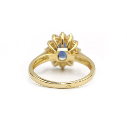 Bague 54 Bague marguerite - Bague en or jaune et saphir, diamants 58 Facettes 260106R