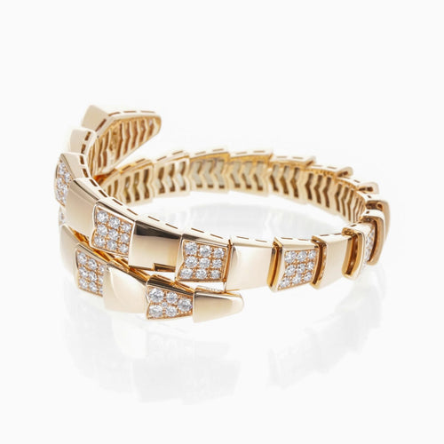 Bracelet Bulgari Serpenti - Bracelet en or rose 18 carats et diamants 58 Facettes 2.19463