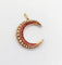 Pendentif Pendentif croissant de lune antique en or rose 14k, perles et pierres rouges 58 Facettes A06872