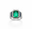 Bague 55 Bague - Émeraude colombienne octogonale, diamants et saphirs en or blanc 18k 58 Facettes 50404