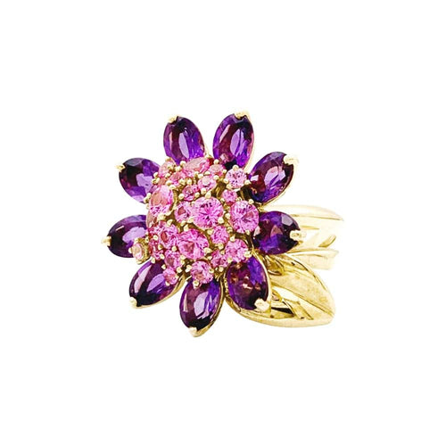 Bague 53 Bague Van Cleef & Arpels, "Fleurs d'Hawaï", or jaune, améthyste, saphirs roses. 58 Facettes 35512