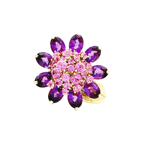 Bague 53 Bague Van Cleef & Arpels, "Fleurs d'Hawaï", or jaune, améthyste, saphirs roses. 58 Facettes 35512