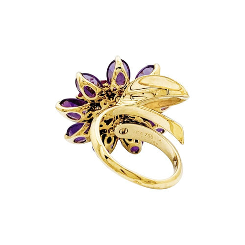 Bague 53 Bague Van Cleef & Arpels, "Fleurs d'Hawaï", or jaune, améthyste, saphirs roses. 58 Facettes 35512