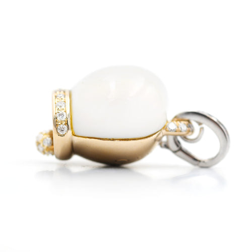 Pendentif Pendentif cloche Chantecler en céramique blanche, or et diamants 58 Facettes 22747