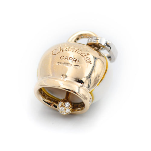 Pendentif Pendentif cloche Chantecler en céramique blanche, or et diamants 58 Facettes 22747