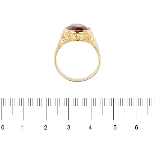 Bague Bague chevalière homme en or jaune 18 ct avec rubis 58 Facettes 39166